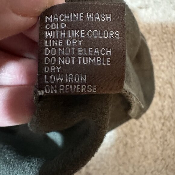 J McLaughlin Swing Dress Cap Sleeve Olive Green Faux Suede Size M Pockets - Picture 15 of 15